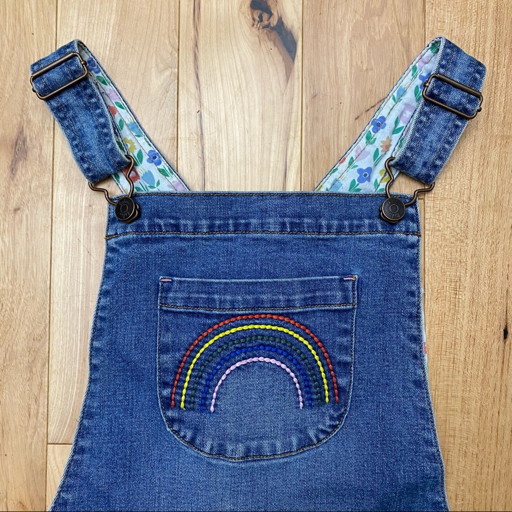 Boden Fun Overalls in Light Vintage Denim Rainbow - Picture 7 of 11